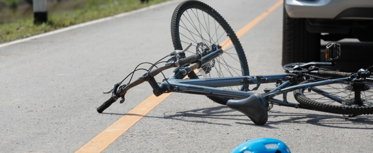 Bicycle hit by a car