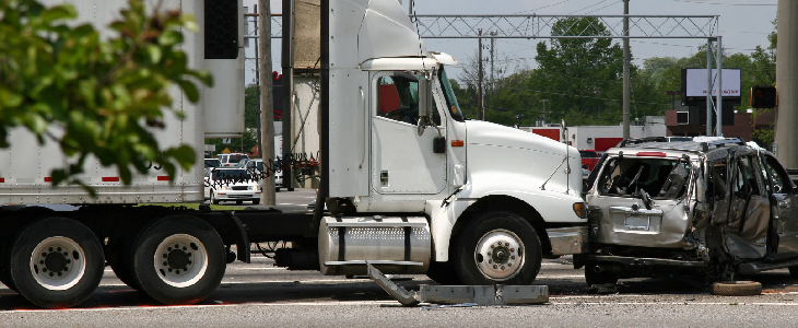 Semi-truck in an accident with an SUV in Los Angeles