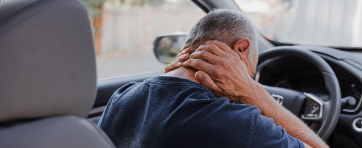 Man with a whiplash injury after an accident