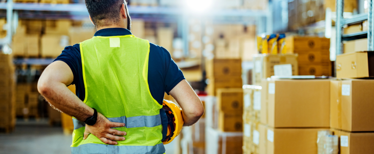 Man holding his back due to a workplace injury