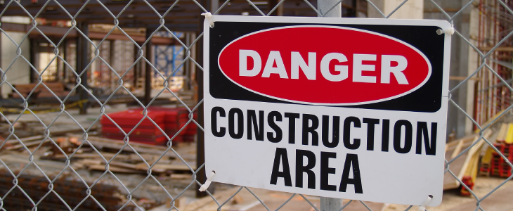 Danger sign for a construction site