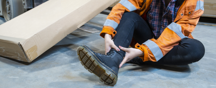 Woman at work with an injury