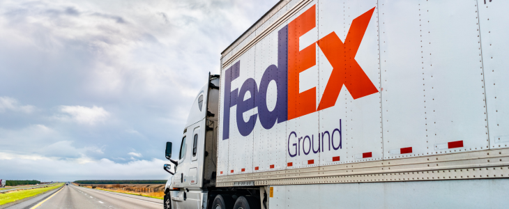 FedEx truck on the road